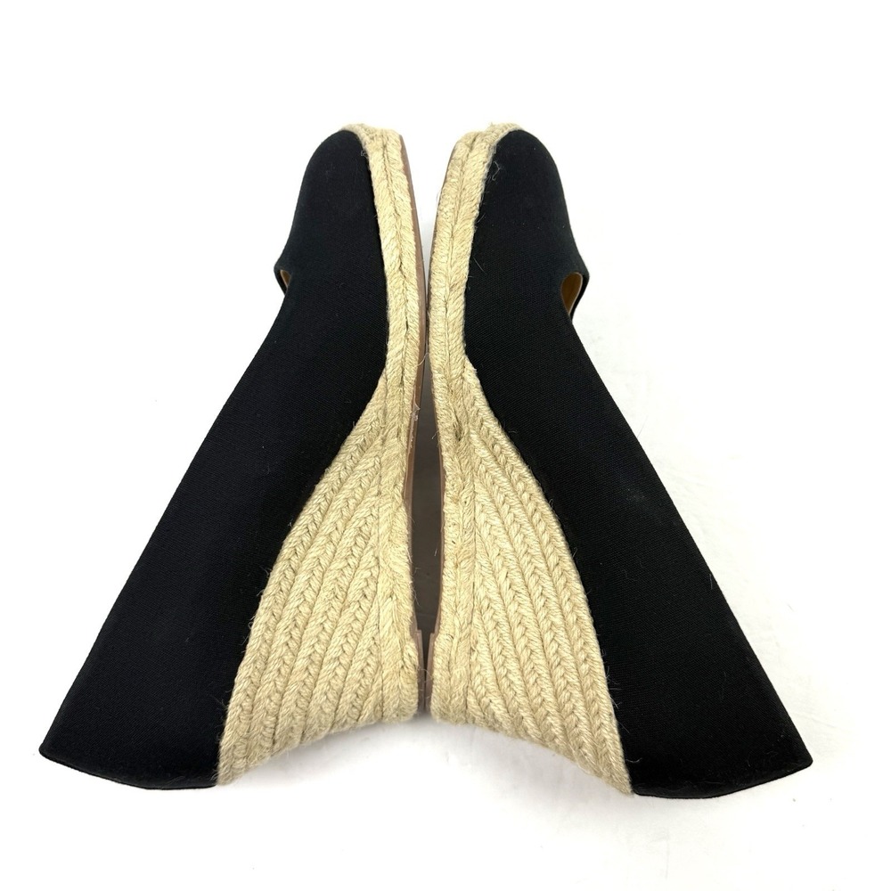 J Crew Seville Espadrille Wedge 10 Black Canvas Slip On Timeless Chic Shoes - Picture 1 of 11